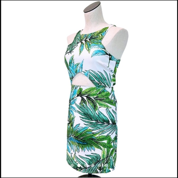 NWT LUCY PARIS GREENLAND TROPICAL CUT OUT DRESS L - Picture 3 of 8